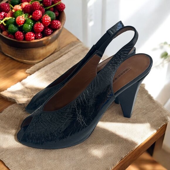 MARC BY MARC JACOBS Black Patent Leather Slingback Heels Size 6.5 / 36.5 - Picture 1 of 8